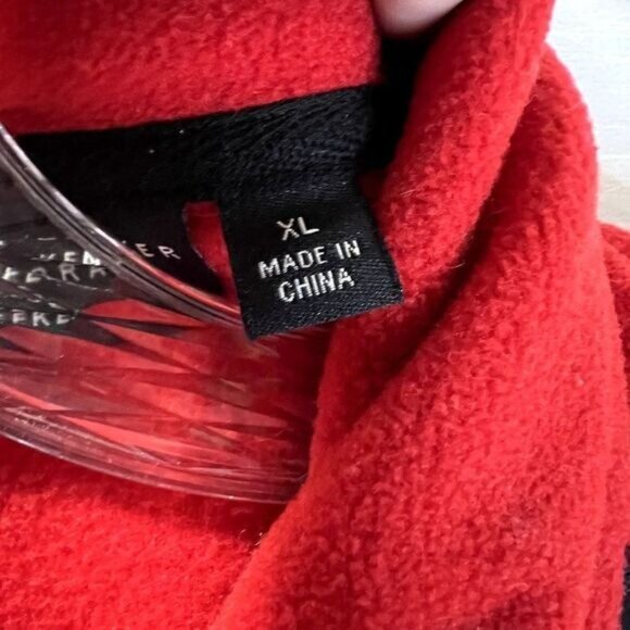 Susan Graver Weekend‎ Red Polar Fleece Quilted Nylon Zip-Front Collared Jacket - Picture 6 of 6